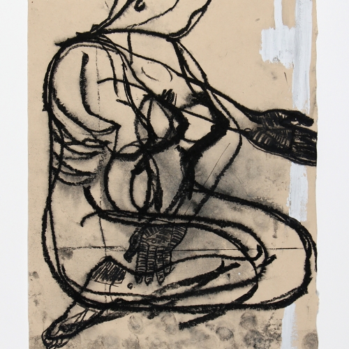 The Witness, 2025, Conté, Typex 30 x 25 cm