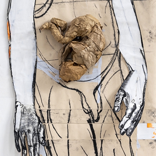 littlefighterii2025ruimtelijkecollageoppapiermetbabyvanpapier-mach